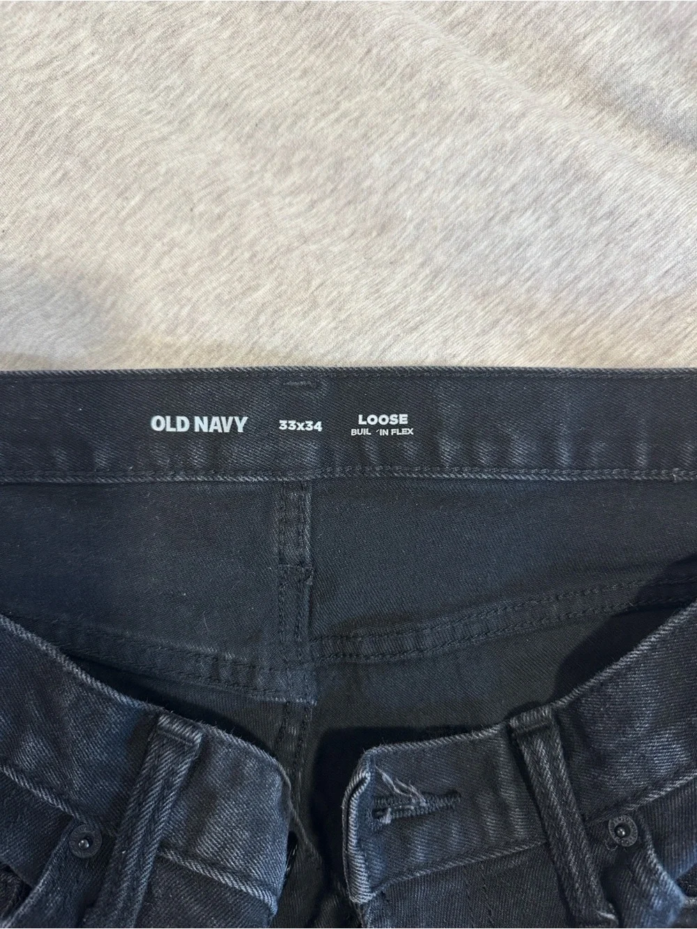 Old Navy Men’s Loose Built in Flex Relaxed Jeans in Black Size 33x34